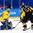 GANGNEUNG, SOUTH KOREA - FEBRUARY 21: Germany's Felix Schutz #55 jumps on a loose puck in front of Sweden's Viktor Fasth #30 during quarterfinal round action at the PyeongChang 2018 Olympic Winter Games. (Photo by Andrea Cardin/HHOF-IIHF Images)

